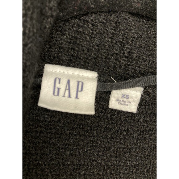 Gap Cardigan Sweater XS Women Black Merino Wool Blend Open Front Long Textured - Picture 6 of 7